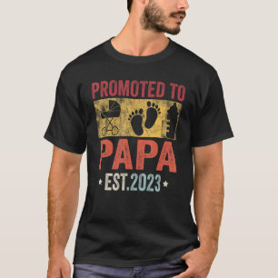 Mens Promoted To Papa Est 2023 First Time Papa 1 T-Shirt