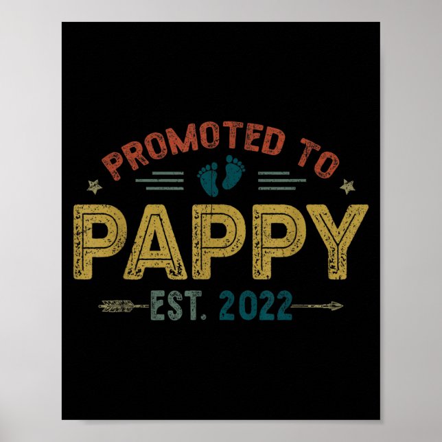 Mens Promoted To Pappy Est 2022 Funny New Pappy  Poster (Front)