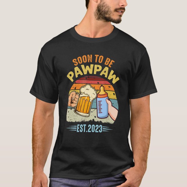 Mens Promoted to Pawpaw est 2023 Soon to Be Pawpaw T-Shirt (Front)
