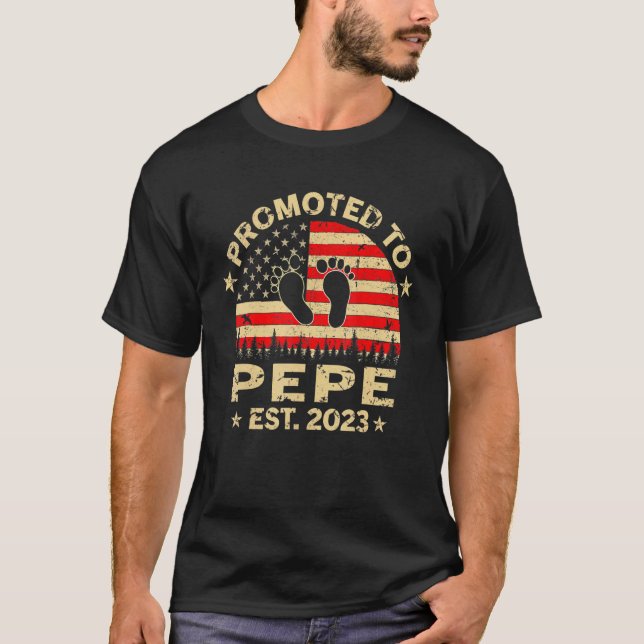 Mens Promoted To Pepe 2023 First Time Fathers Day  T-Shirt (Front)