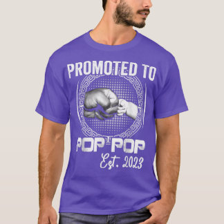 Mens Promoted to Pop Pop Est 2023 Funny Pregnancy  T-Shirt