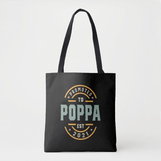 Mens Promoted To Poppa Est. 2021 - Dad Grandpa Gif Tote Bag (Front)