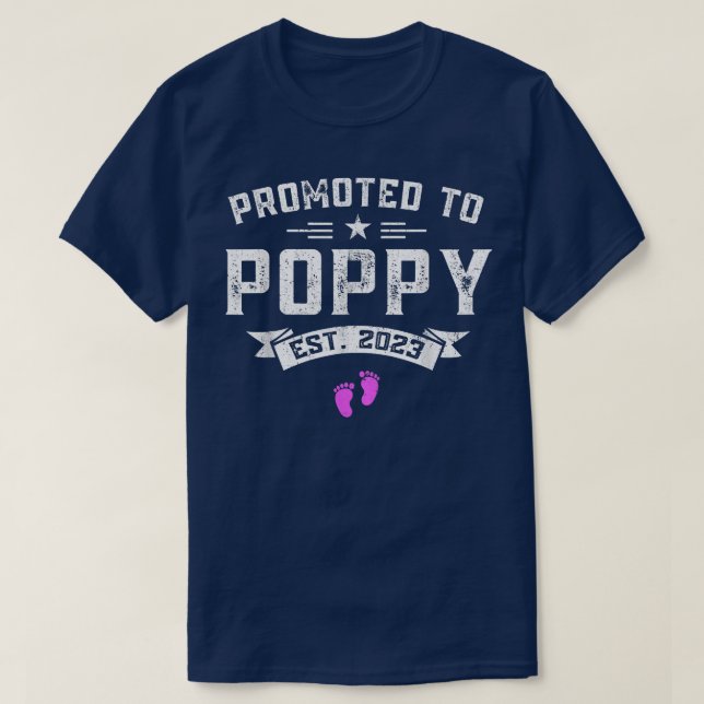Mens Promoted To Poppy Est 2023 Pregnancy Announce T-Shirt (Design Front)