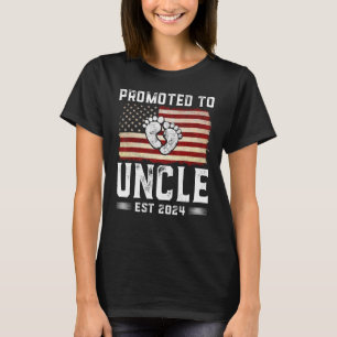 Mens Promoted To Uncle 2024 First Time Fathers Day T-Shirt