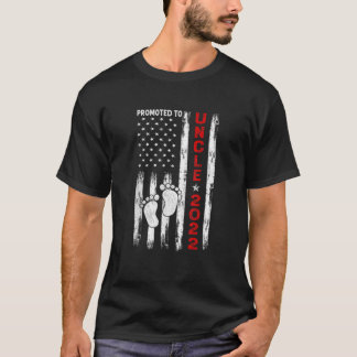 Mens Promoted To Uncle Est 2022 American Flag Vint T-Shirt