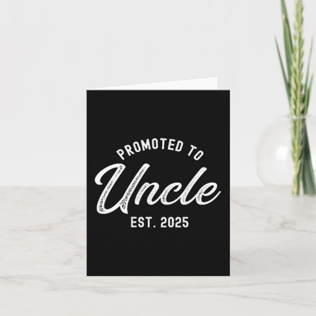 Mens Promoted To Uncle Est 2025 Funny Baby Announc Card (Front)