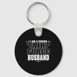 Mens Proud Air Force Husband Key Ring