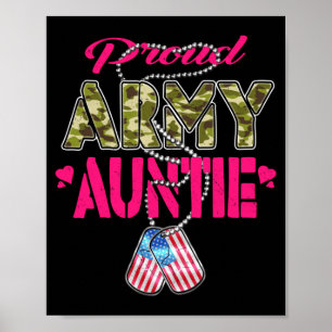 Mens Proud Army Auntie Camo Flag Dog Tags Pride Poster