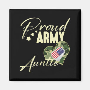 Mens Proud Army Auntie Camouflage Dog Tag Usa Magnet