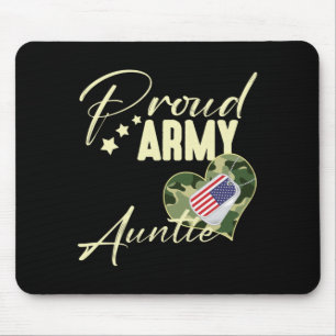 Mens Proud Army Auntie Camouflage Dog Tag Usa Mouse Pad