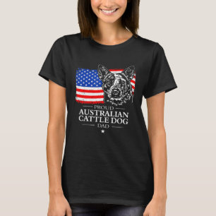 Mens Proud Australian Cattle Dog Dad American Flag T-Shirt