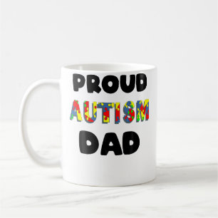 Mens Proud Autism Dad Coloured Jigsaw Puzzle Piece Coffee Mug