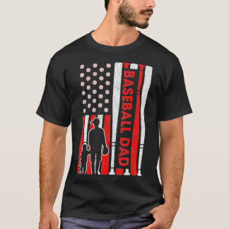 Mens Proud Baseball Dad American Flag Sports Happy T-Shirt