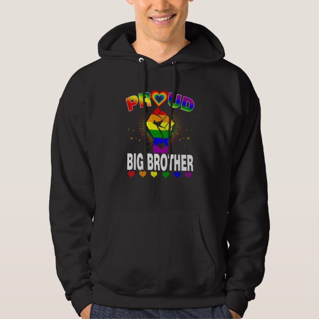 Mens Proud Big Brother Rainbow  Lgbt Gay Pride Mon Hoodie (Front)
