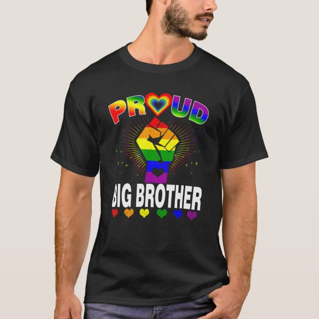 Mens Proud Big Brother Rainbow  Lgbt Gay Pride Mon T-Shirt (Front)