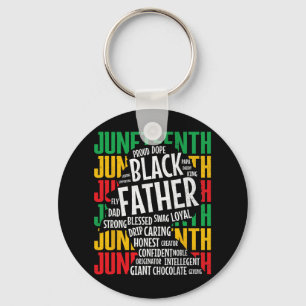 Mens Proud Black Dad Juneteenth Fathers Day Black Key Ring