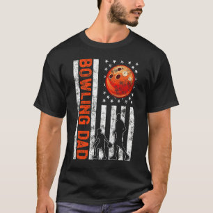 Mens Proud Bowling Dad Retro American Flag Sports T-Shirt