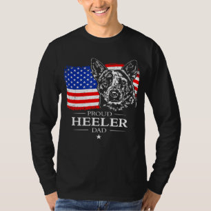 Mens Proud Cattle Dog Heeler Dad American Flag Pat T-Shirt