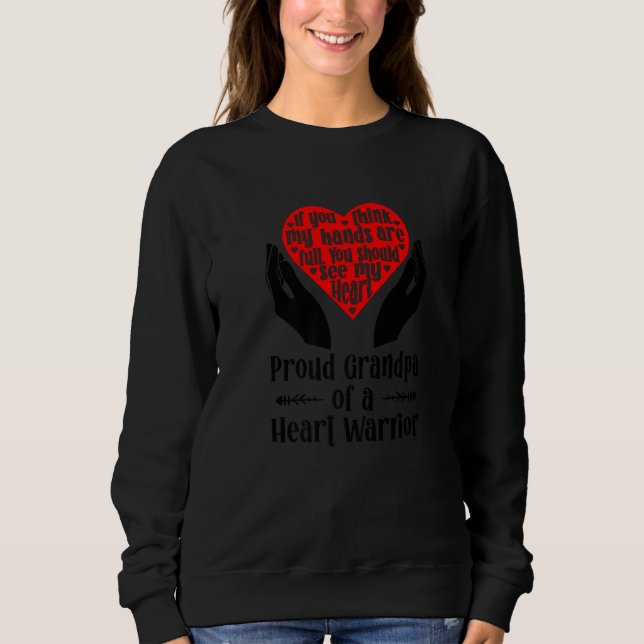 Mens Proud CHD Warrior Grandpa Congenital Heart Di Sweatshirt (Front)