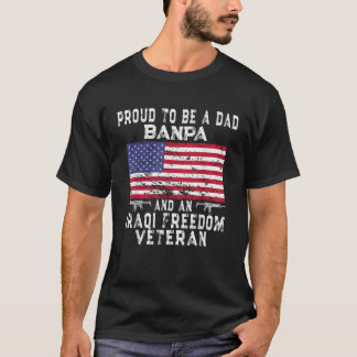 Mens Proud Dad Banpa Iraqi Freedom Veteran Retro U T-Shirt