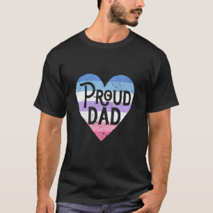 Mens Proud Dad Bi Gender Heart Queer Fathers Day L T-Shirt