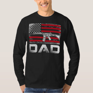 Mens Proud Dad Daddy Gun Rights Ar 15 American Fla T-Shirt