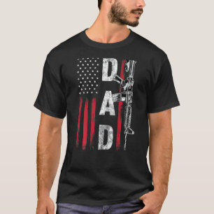 Mens Proud Dad Daddy Gun Rights Ar 15 American Fla T-Shirt