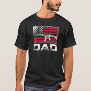 Mens Proud Dad Daddy Gun Rights Ar 15 American Fla T-Shirt