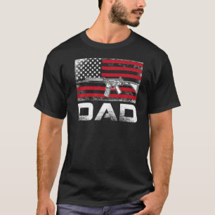 Mens Proud Dad Daddy Gun Rights Ar 15 American Fla T-Shirt