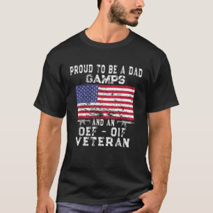 Mens Proud Dad Gamps OEF OIF Veteran Retro US Flag T-Shirt