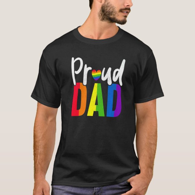 Mens Proud Dad Gay Proud LGBT Pride Month  Pride T-Shirt (Front)