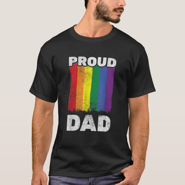 Mens Proud Dad LGBTQ LGBT Pride Gay Pride Pride Fl T-Shirt (Front)