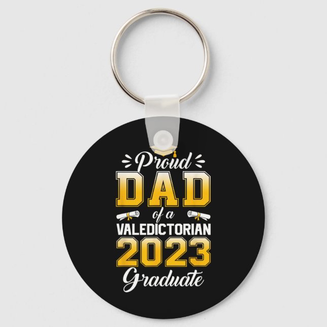 Mens Proud Dad of 2023 Valedictorian Cute Class 20 Key Ring (Front)