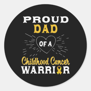 Mens Proud Dad Of A Childhood Cancer Warrior Aware Classic Round Sticker