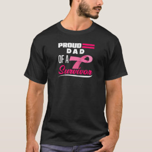 Mens Proud Dad Of A Survivor Daughter Breast Cance T-Shirt