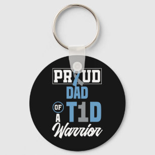 Mens Proud Dad Of A T1d Warrior Diabetes Awareness Key Ring