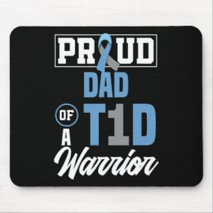 Mens Proud Dad Of A T1d Warrior Diabetes Awareness Mouse Pad