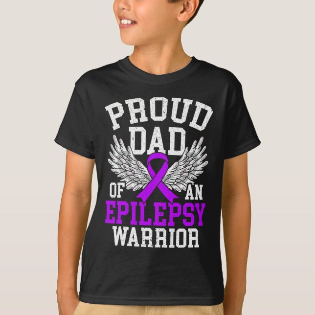 Mens Proud Dad Of An Epilepsy Warrior Epilepsy Awa T-Shirt (Front)