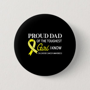 Mens Proud Dad of Girl Childhood Cancer Awareness 6 Cm Round Badge