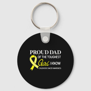 Mens Proud Dad Of Girl Childhood Cancer Awareness Key Ring