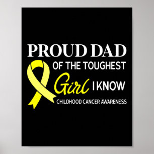 Mens Proud Dad of Girl Childhood Cancer Awareness Poster