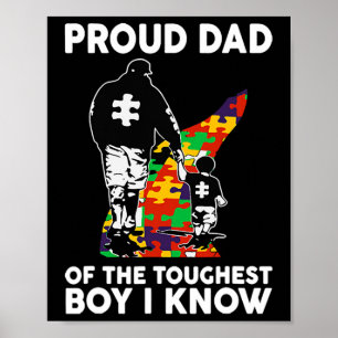 Mens Proud Dad Of The Toughest Boy I Know Autism A Poster