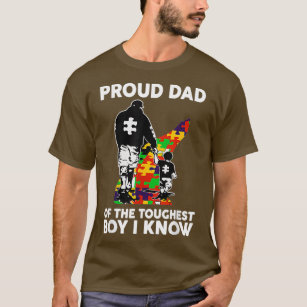 Mens Proud Dad Of The Toughest Boy I Know Autism A T-Shirt