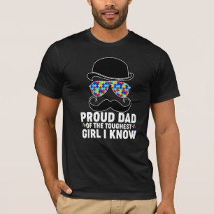 Mens Proud Dad Of The Toughest Girl I Know Autism  T-Shirt