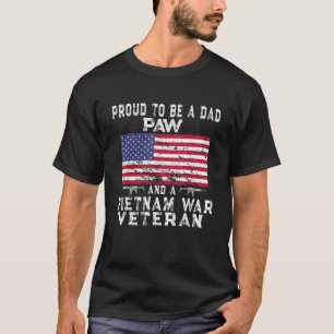 Mens Proud Dad Paw Vietnam Veteran Retro US Flag G T-Shirt