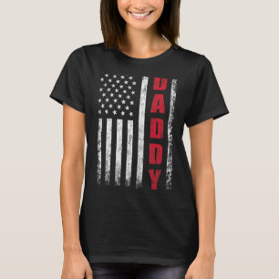 Mens Proud Daddy US American Flag Funny Fathers Da T-Shirt