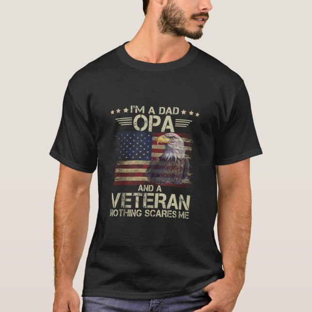 Mens Proud Eagle I m Dad OPA Veteran American Flag T-Shirt (Front)