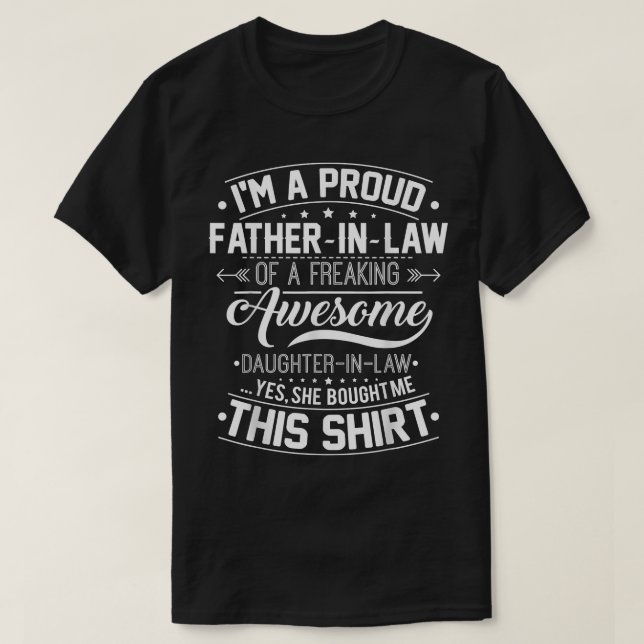 Mens Proud Father In Law Of A Freaking Awesome Dau T-Shirt (Design Front)