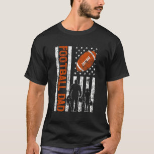 Mens Proud Football Dad Retro American Flag Sports T-Shirt