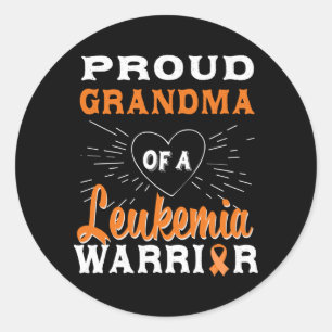 Mens Proud Grandma Of A Leukaemia Warrior Awarenes Classic Round Sticker